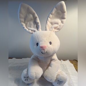 Gund Baby Flora Bunny Rabbit Plush Sings Talks Peek A Boo Ears Easter